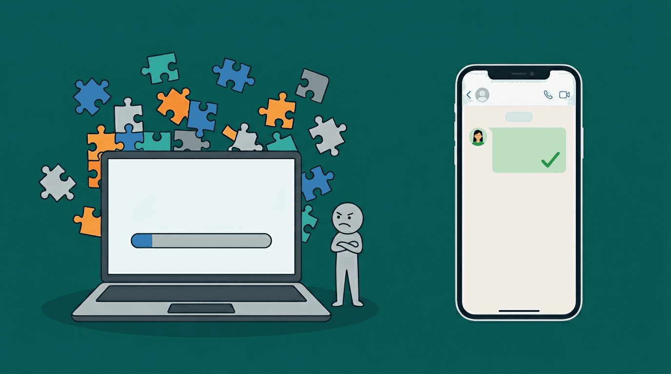 A frustrated learner staring at a laptop with a progress bar stuck at 10 percent